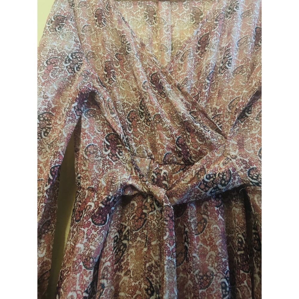 Indigo‎ Rose Maxi Dress Womens Small Pink Paisley Metallic Excellent Boho Wrap - Picture 8 of 11